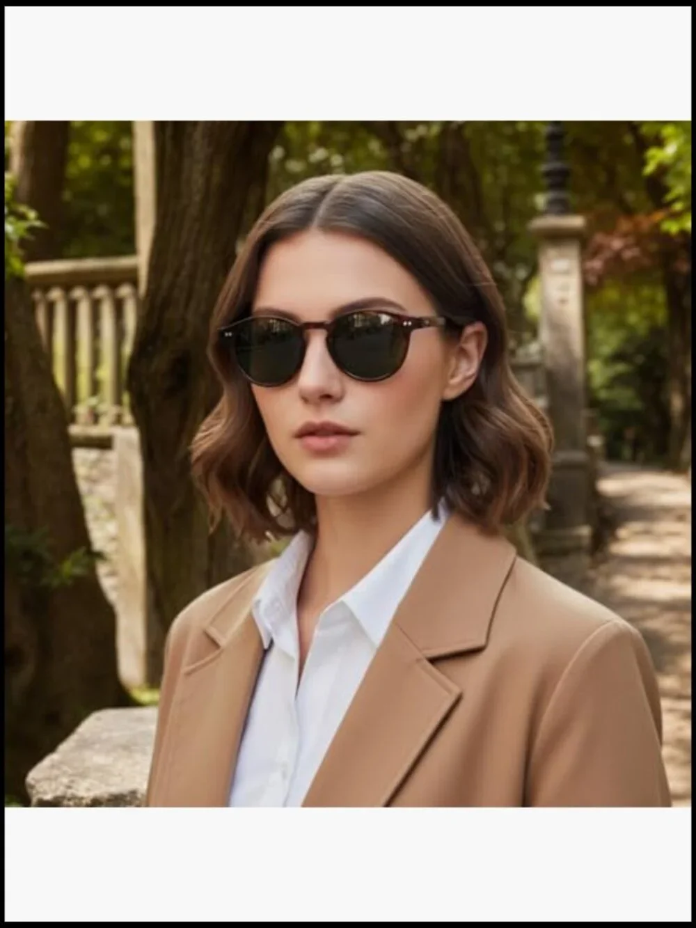 Small Face Polarized Sunglasses Round Acetate Frame UV400 Protection